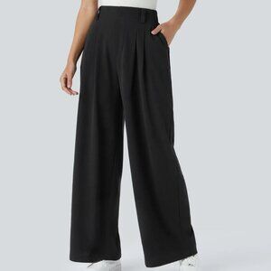 Halara Flex™ High Waisted Side Pocket Wide Leg Waffle Work Pants in Black